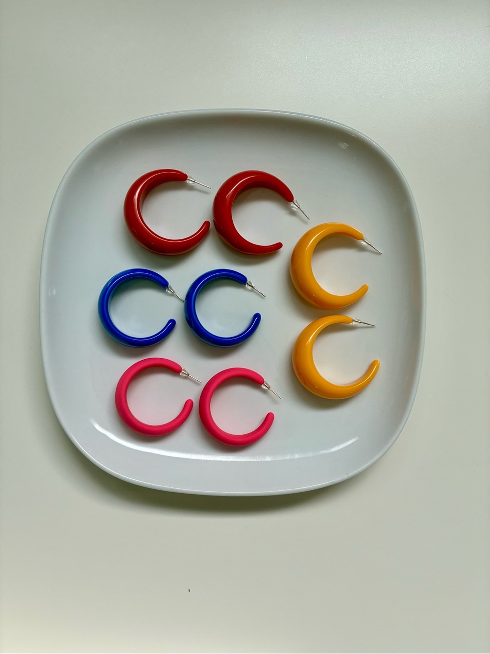 Chucky Retro-Style C-Hoop Earrings 4-Pair Bundle -Sterling Silver Posts